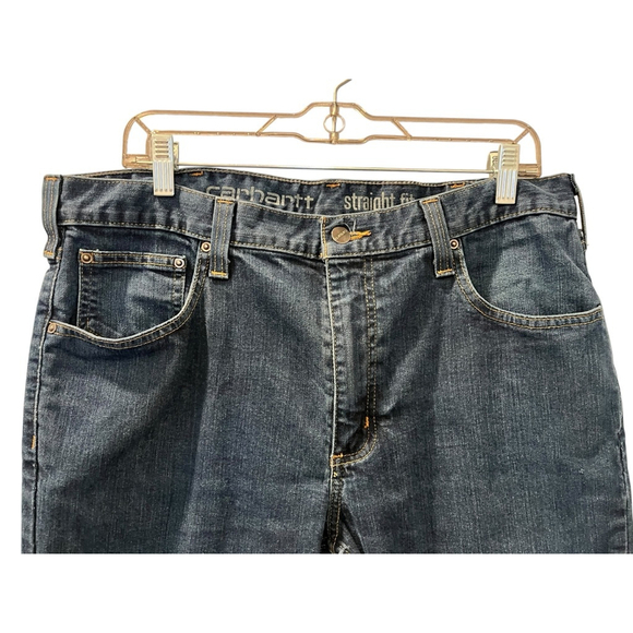 Carhartt Straight Fit Medium Wash Denim Jean Pants Mens Size 36x32 Casual Cotton - Picture 2 of 6
